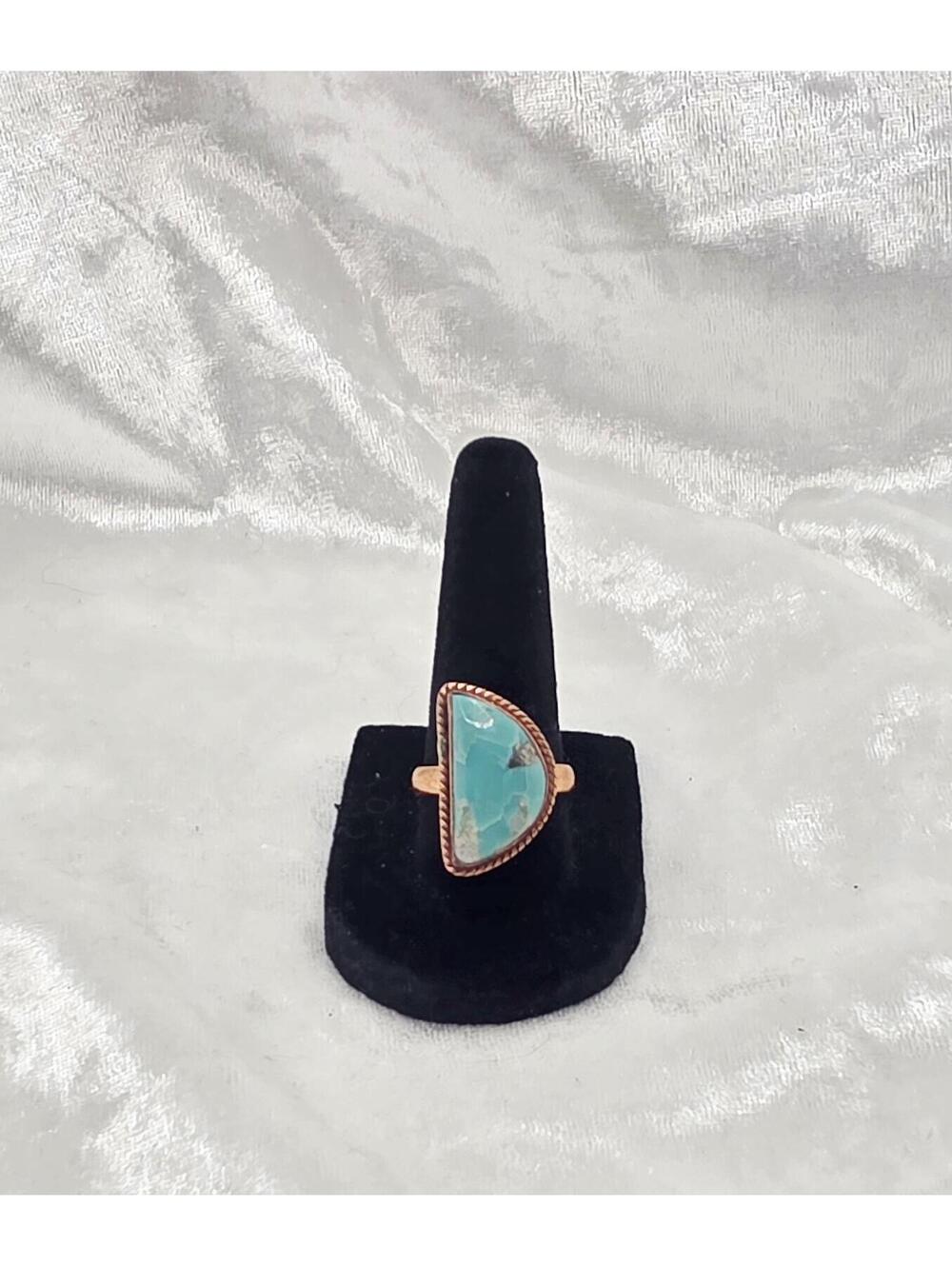 Genuine Turquoise Ring Copper Southwestern Boho Artisan Statement Ring